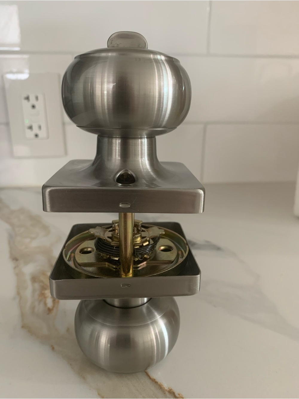 Brushed Nickel Door Knob Set - Satin Silver Finish